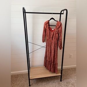 Red Country Floral Midi Dress